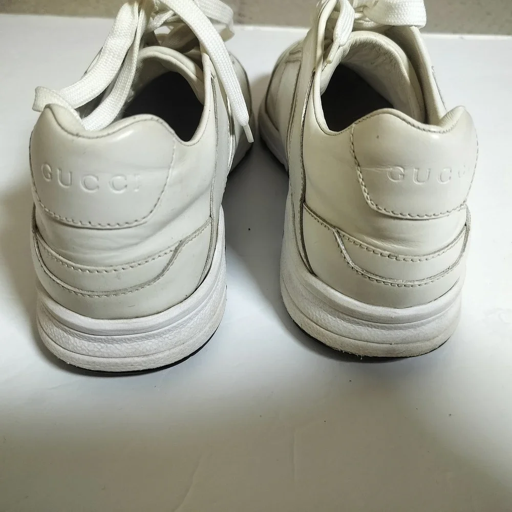 Gucci Interlocking G Leather Sneakers Off-White Low Top Trainers Mens 10.5 - Picture 8 of 16